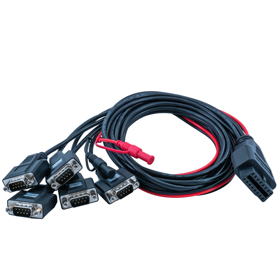 neoOBD Network Splitter Cable - (J1962 F) to 4x DB-9 M + 2x Banana Plugs